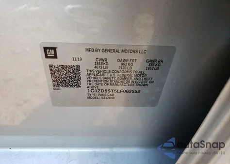 2020 Chevrolet Malibu Lt from USA, damaged, VIN 1G1ZD5ST5LF062052